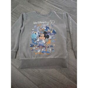 Walt Disney World 50th Anniversary‎ Gray Graphic Print Sweatshirt Kids Medium
